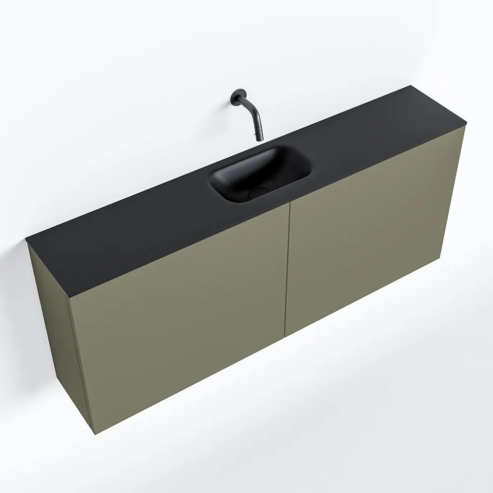 Zaro Polly toiletmeubel 120cm army met zwarte wastafel zonder kraangat