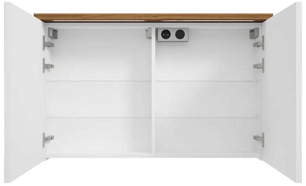 Fontana Grado spiegelkast met verlichting 100cm 2 deuren walnoot