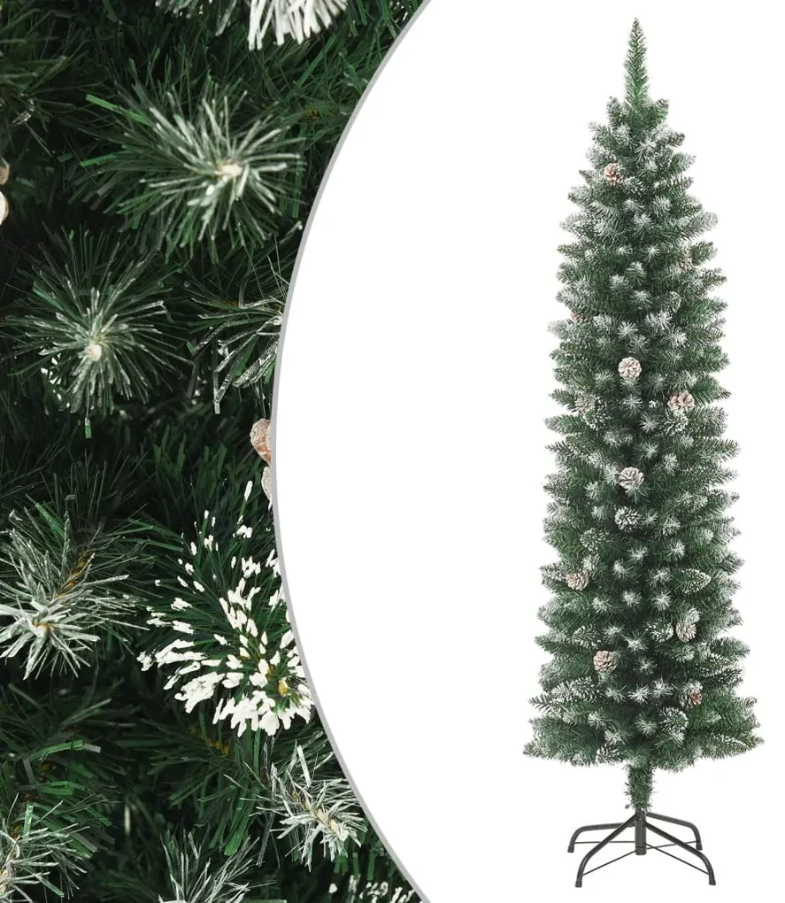 vidaXL Kunstkerstboom smal met standaard 240 cm PVC