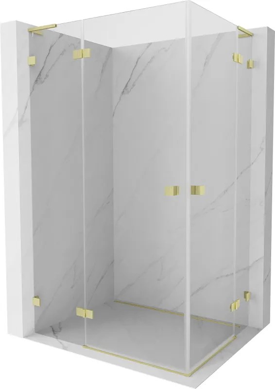 Mexen Lunar L Duo draaideur douchecabine links 120 x 90 cm, transparant, geborsteld goud - 834L-120L-090P-55-00