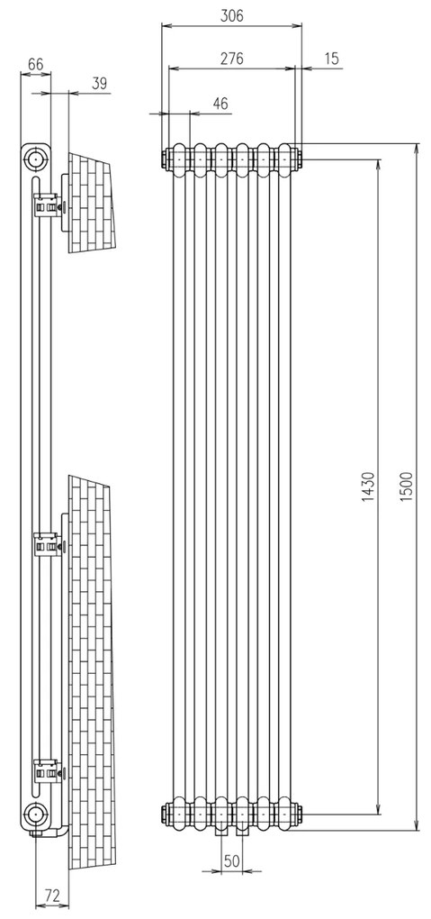 Sapho Fede handdoekradiator mat wit 31x150cm 643W