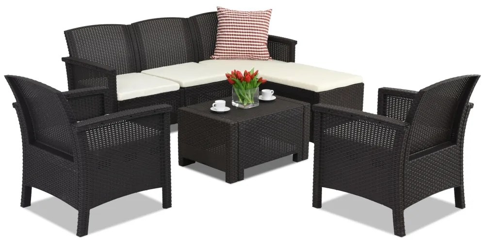 Venezia Relax Corner 6 Bica bruin technorattan loungemeubelset