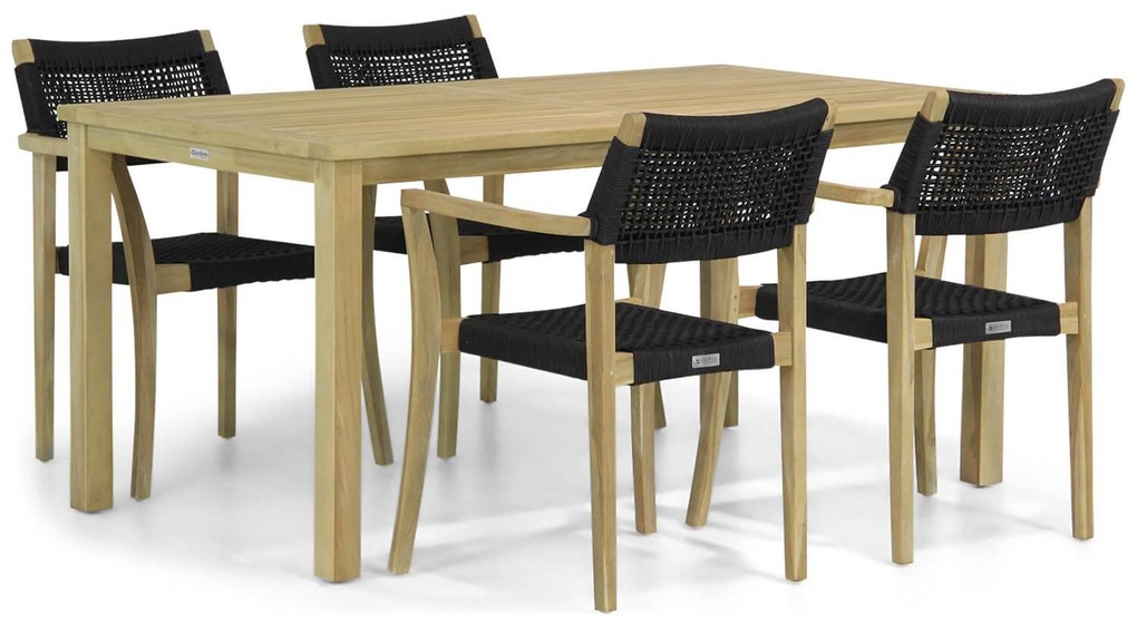 Tuinset 4 personen 160 cm Rope Zwart Lifestyle Garden Furniture Dallas/Weston