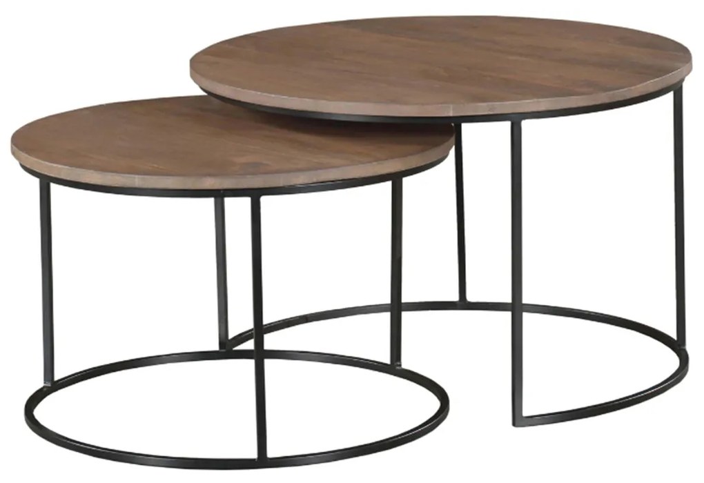 Starfurn Madison Walnoot Salontafel Set Van 2 - 70 X 70cm.