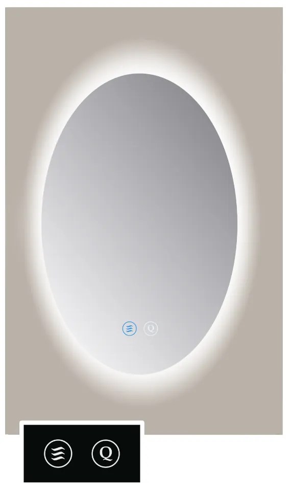 Sanicare Tutti SOAT ovale spiegel met verwarming, verlichting rondom en touch bediening 70x100cm