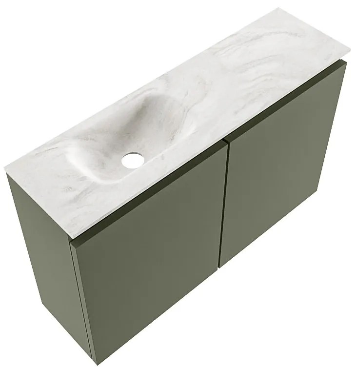 Mondiaz Ture DLux toiletmeubel 80cm army met wastafel ostra links zonder kraangat