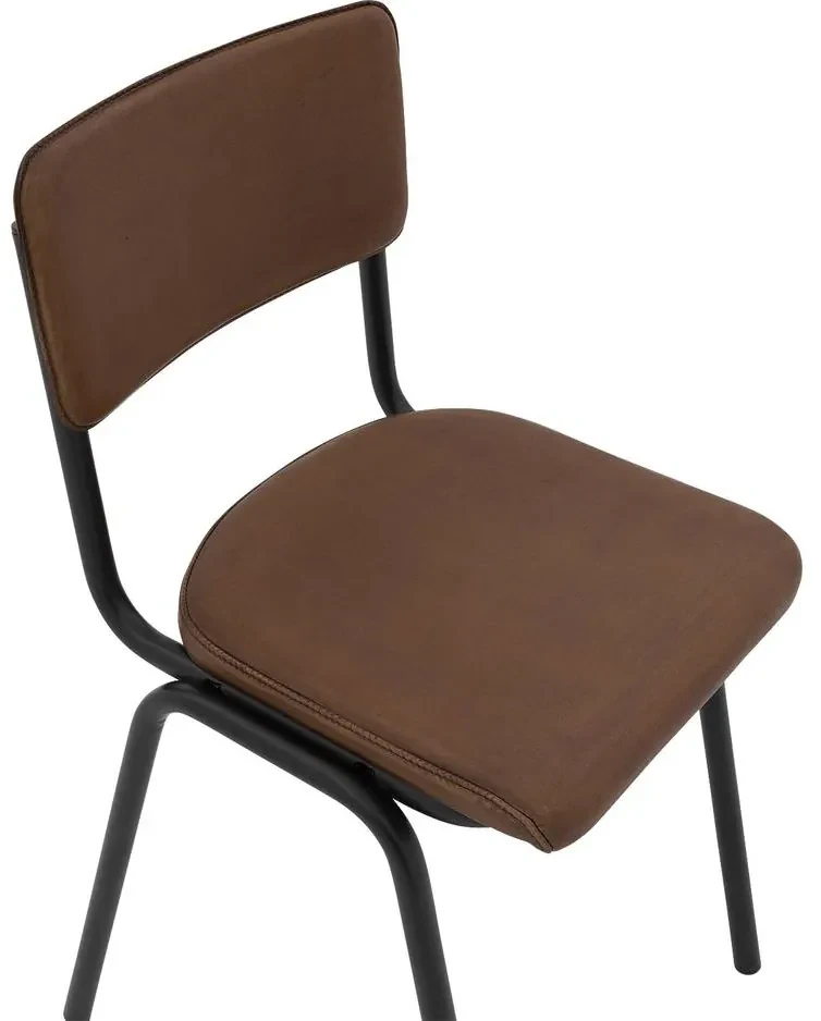 Goossens Eetkamerstoel Chaplin cognac leer leuning, urban industrieel