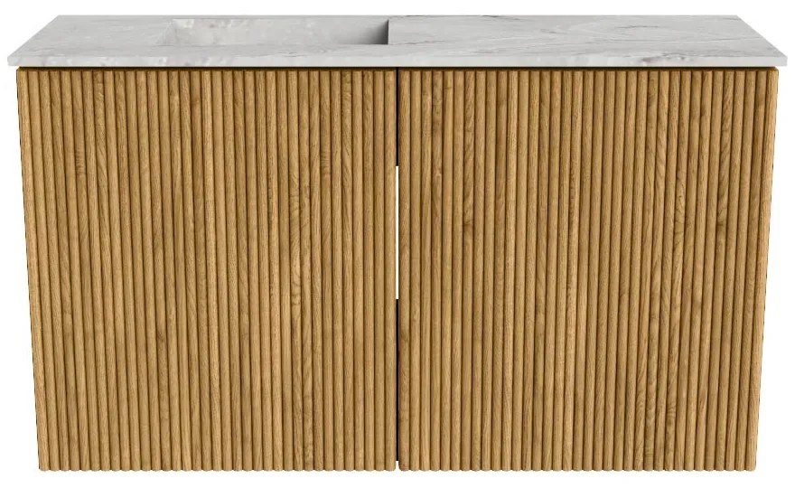 Mondiaz Joya DLux 70cm toiletmeubel oak met wastafel faye links 1 kraangat glace