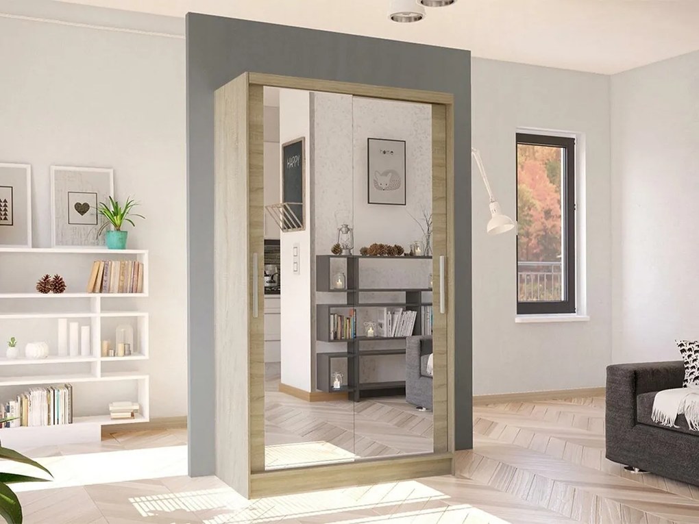 Kledingkast Closico Structor VII, Sonoma eik, 200x100x58cm, 96 kg, Kledingkast deuren: Schuivend, Aantal planken: 4, Aantal planken: 4