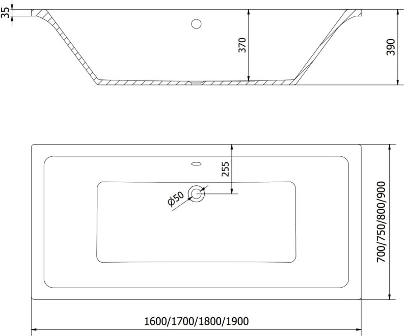 Mexen Cube rechthoekig bad 190 x 80 cm met ombouw, wit - 55051908000X