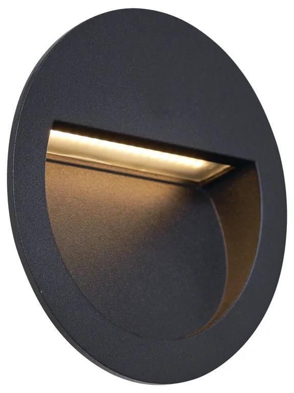 Buitenlamp Moderne inbouw wandlamp zwart incl. LED IP65 - Gem Modern IP65 Buitenverlichting rond