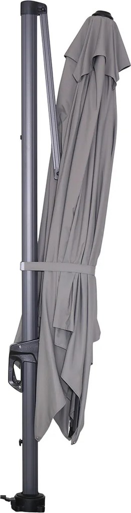 Garden Impressions Hawaii zweefparasol 300x300 cm - frame carbon black - licht grijs doek
