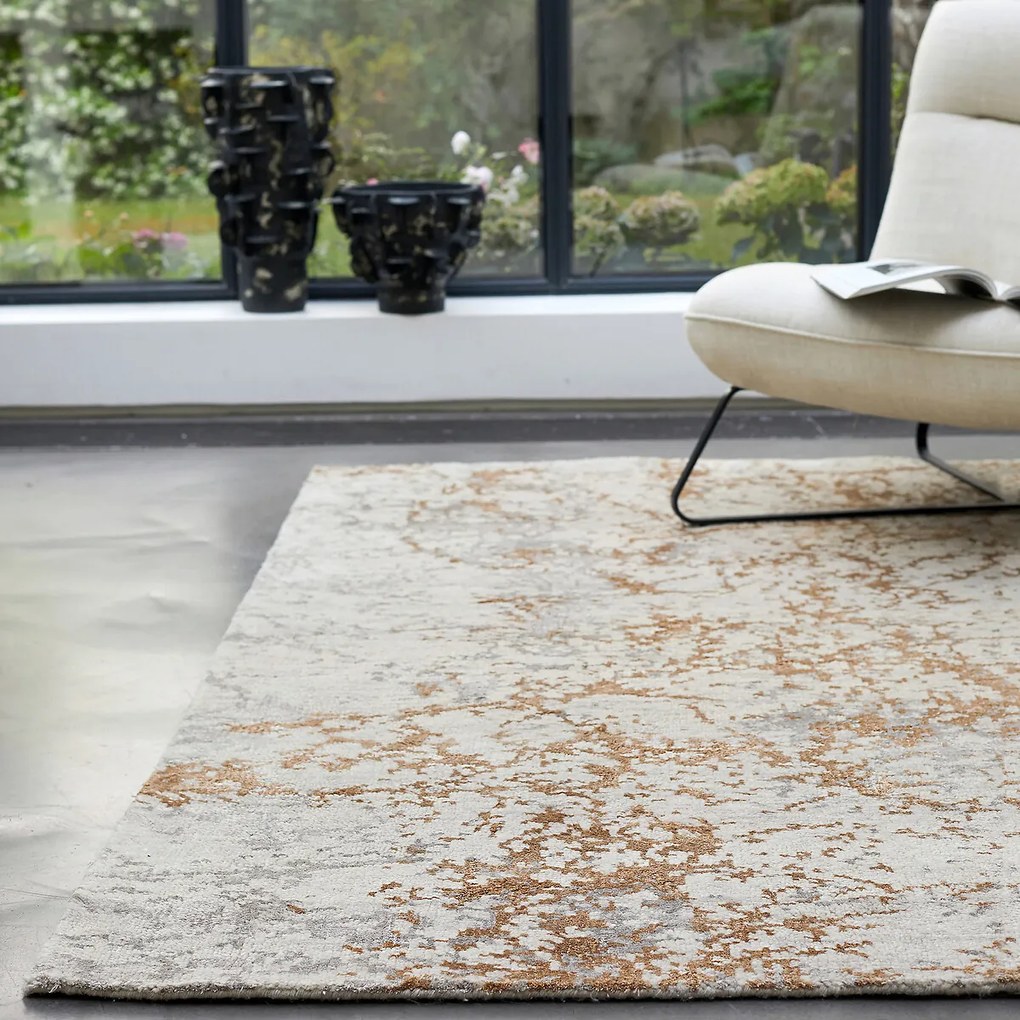 Vloerkleed in wol en Tencel™, handgestrikt, Cryosol