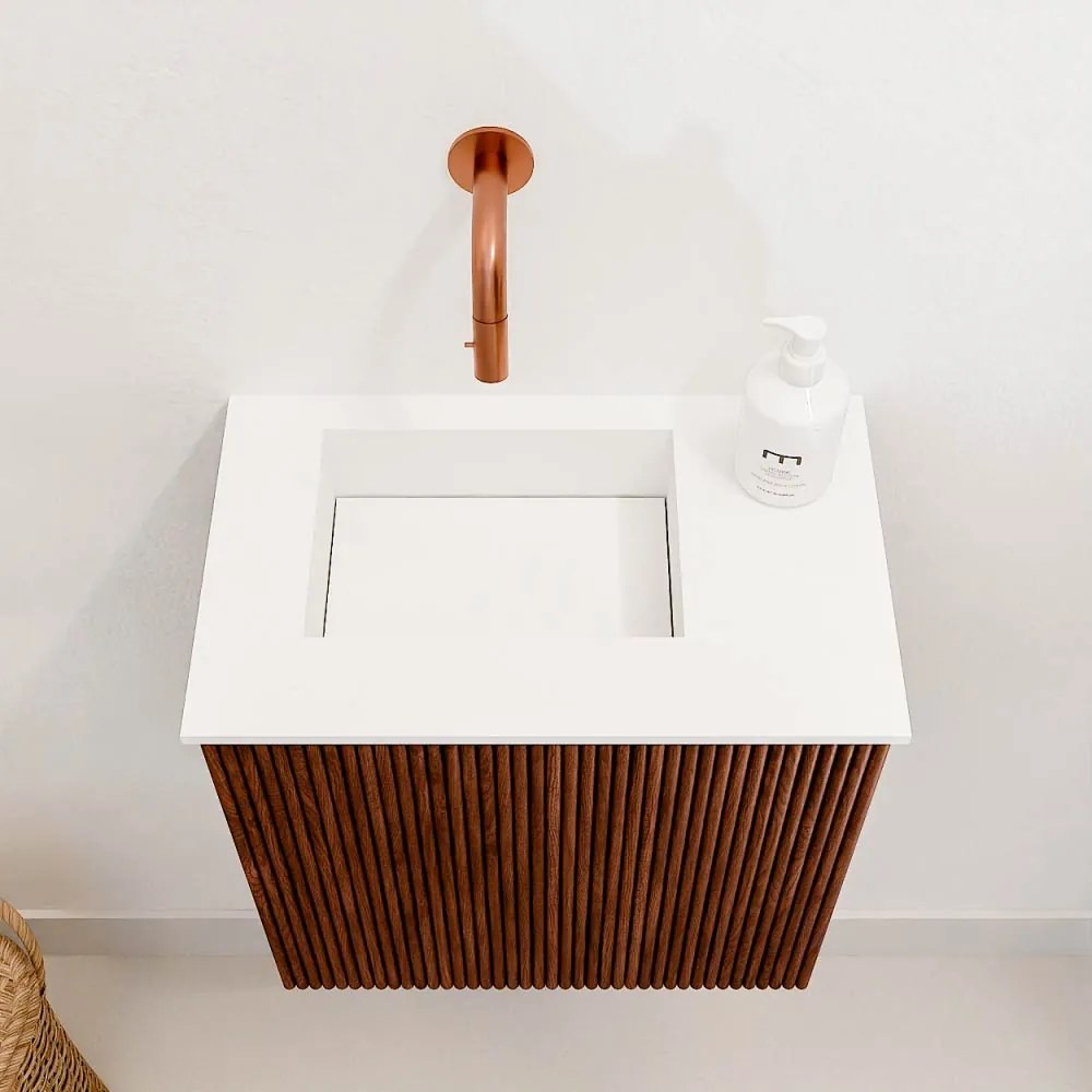 Mondiaz Joya 40cm toiletmeubel ruby met wastafel faye links zonder kraangat talc