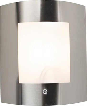 Buiten wandlamp staal IP44 schemersensor - Emmerald