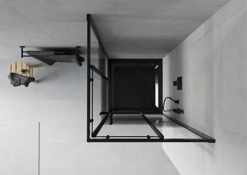 Mexen Rio vierkante douchecabine 80 x 80 cm, zwarte strepen, zwart + Flat douchebak, zwart - 860-080-080-70-20-4070B