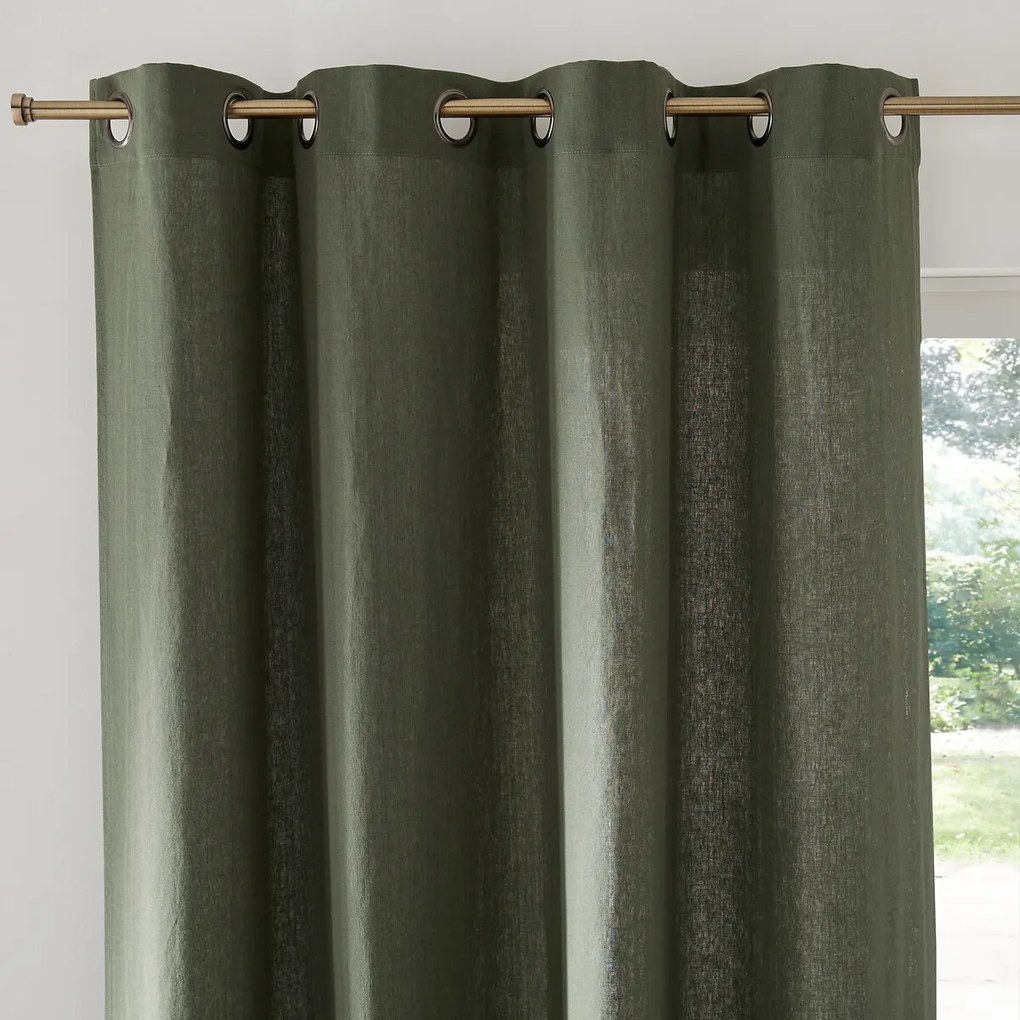 Gordijn in gewassen linnen met oogjes Onega