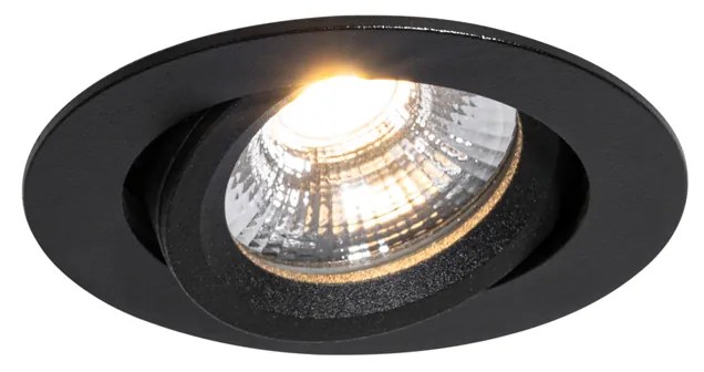 Inbouwspot zwart kantelbaar 8,2cm incl. LED dim to warm IP54 ultra slim - Pupil