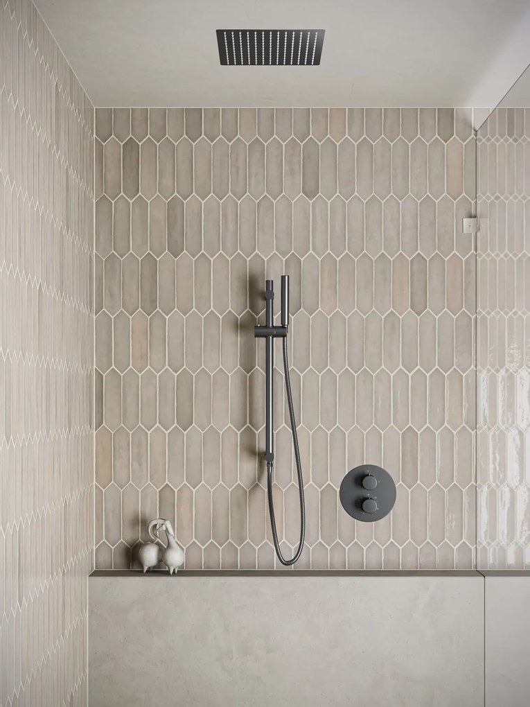 Saniclear Cube inbouw regendouche rond met inbouw douchekop 30x30cm, glijstang en staafhanddouche verouderd ijzer - gunmetal