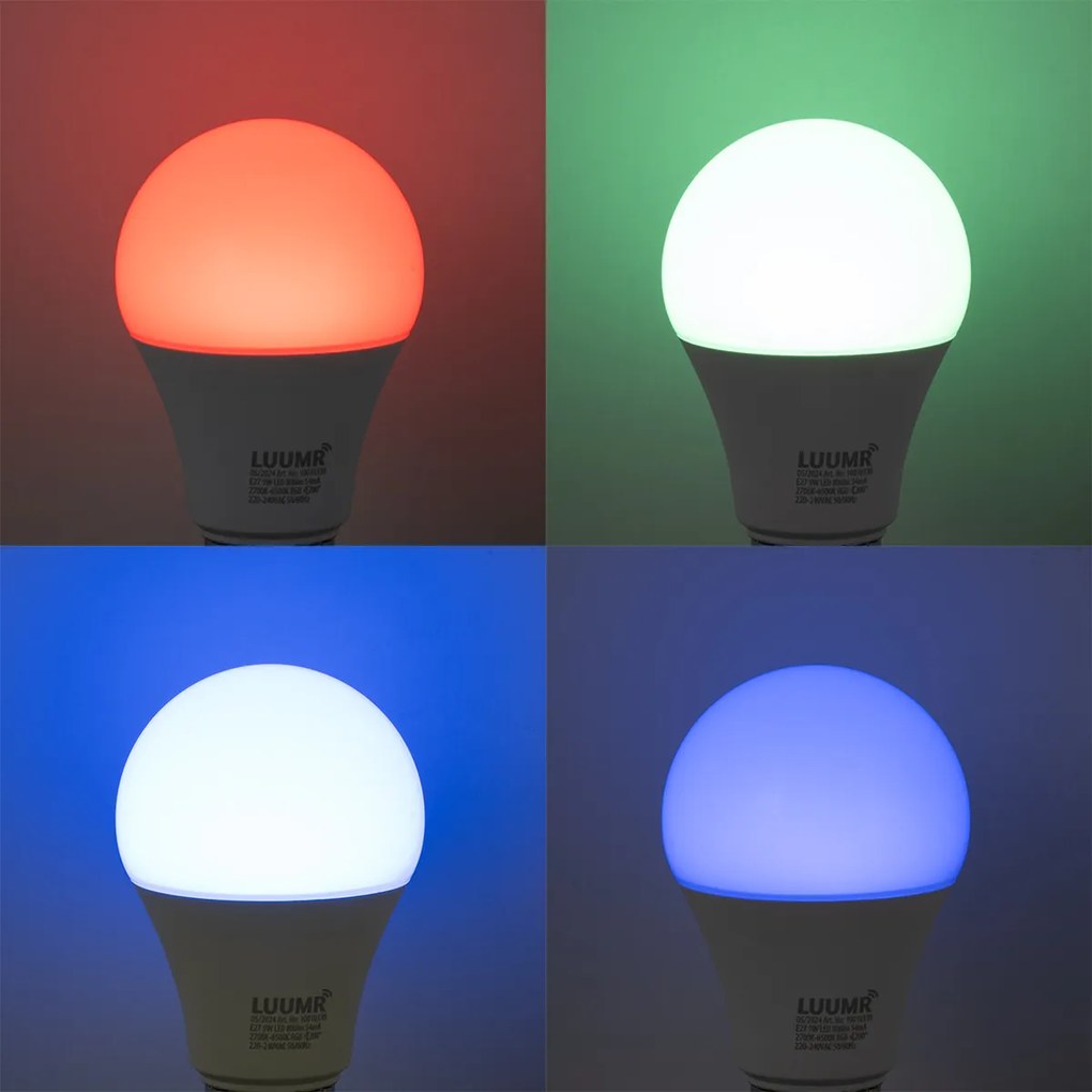 E27 dimbare LED lamp RGBW A60 opaal 9W 806 lm 2700-6500K