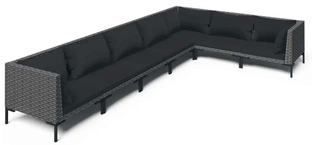 vidaXL 7-delige Loungeset met kussens poly rattan donkergrijs