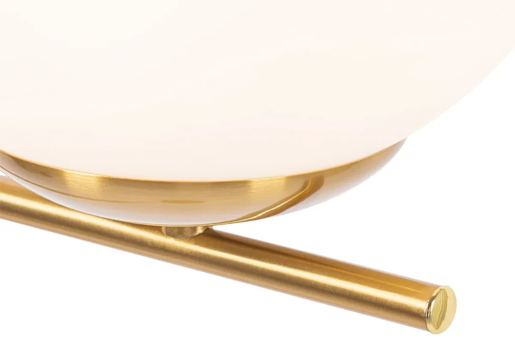 Art Deco vloerlamp goud en opaal glas - Flore Design E27 bol / globe / rond Binnenverlichting Lamp