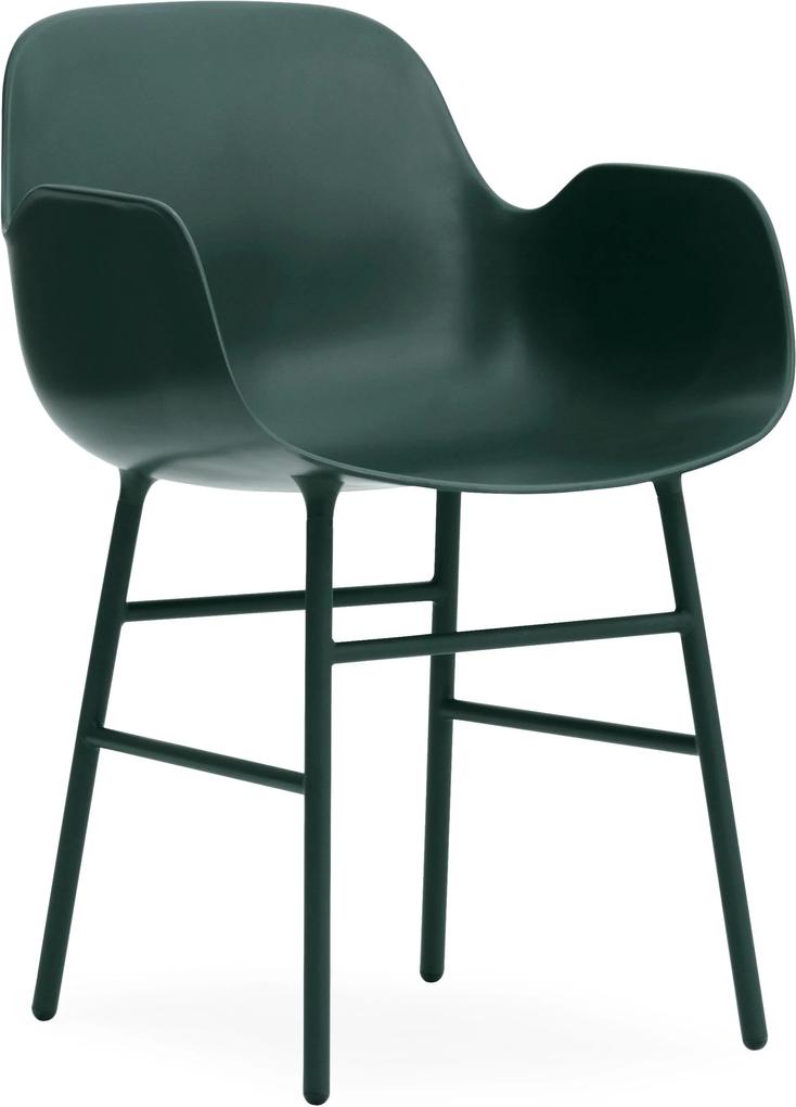Normann Copenhagen Form Armchair stoel met stalen onderstel groen