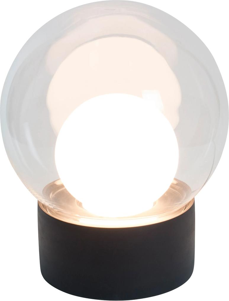 Pulpo Boule tafellamp zwart met transparant en opaalglas