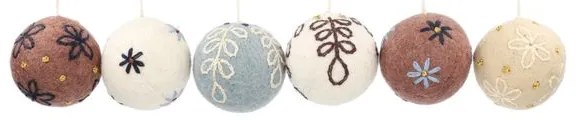 Kerstballen, set van 6 in doos,Ø 5 cm, vilt