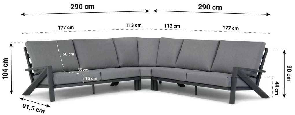 Dining Loungeset 5 personen Aluminium Grijs Santika Furniture Santika Cinta