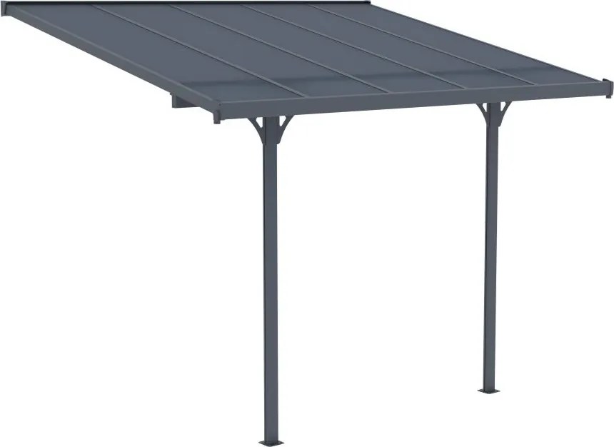Polycarbonaat terrasoverkapping Nevada 2,55 x 6,28 m CoverTech antraciet