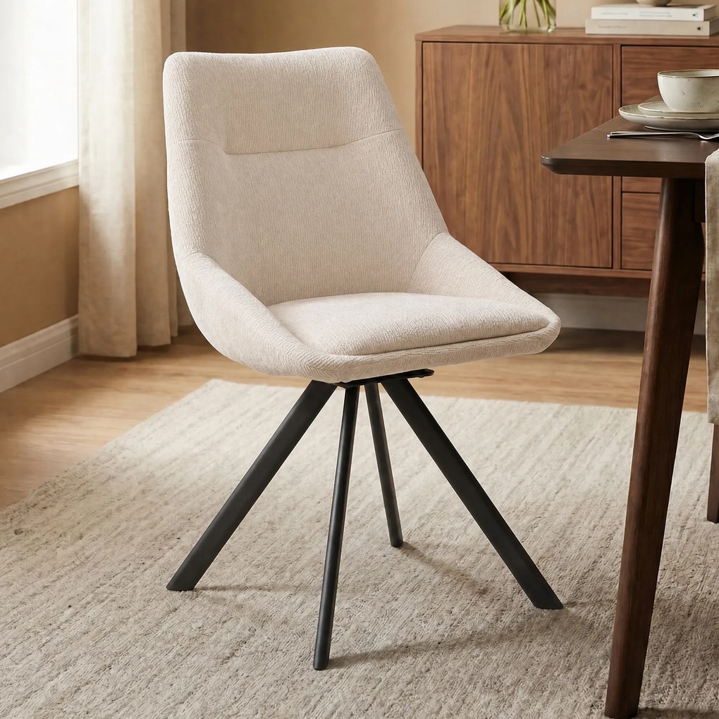 By-Boo Bliss Draaibare Eetkamerstoel Taupe Stof
