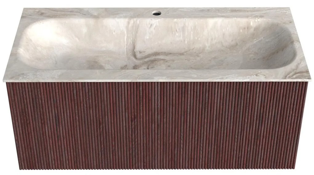 Mondiaz Kurve-dlux 100cm badmeubel ruby met 1 lade en wastafel big medium midden 1 kraangat frappe