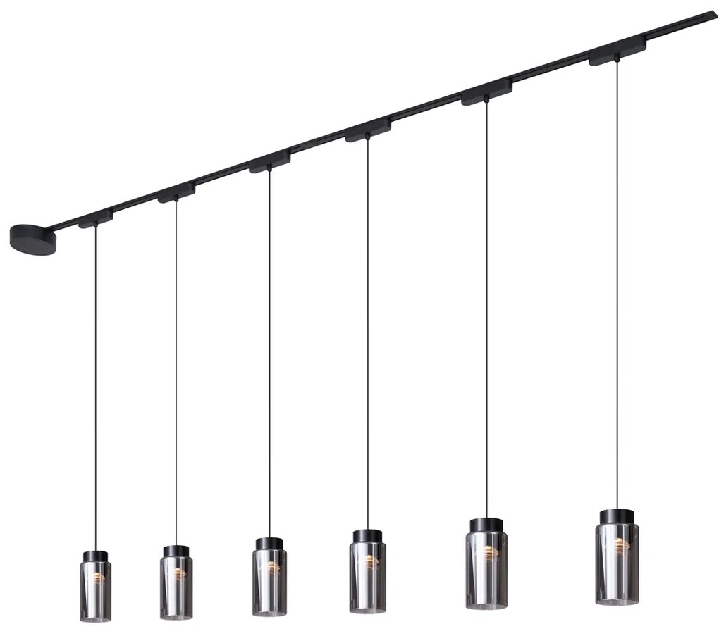 LED Modern railsysteem met 6 hanglampen zwart 1-fase - Magnetic Vance Modern Binnenverlichting Lamp