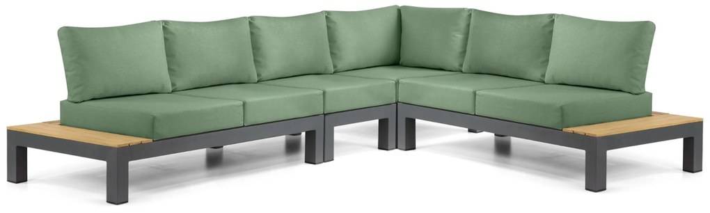 Loungeset 6 personen Aluminium/Teak Grijs Lifestyle Garden Furniture Vittoria