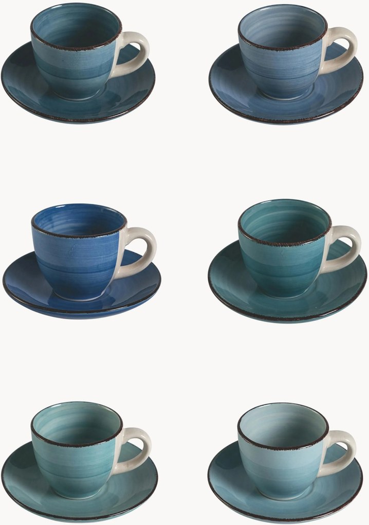 Handbeschilderde espressokopjes Baita met schoteltjes, 6-delig