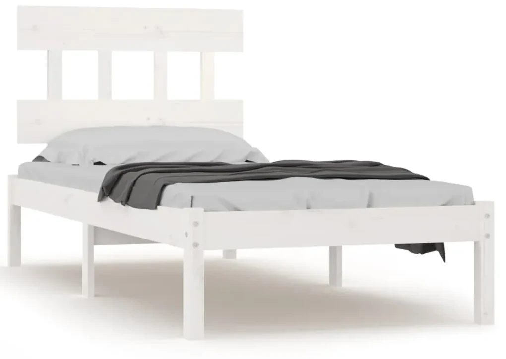 vidaXL Bedframe massief hout wit 75x190 cm 2FT6 Small Single