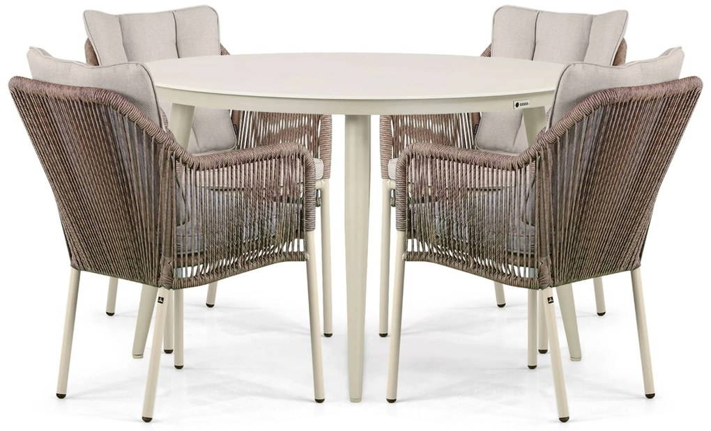 Tuinset 4 personen 120 cm Aluminium/rope Taupe Lifestyle Garden Furniture Marbella/Vienna