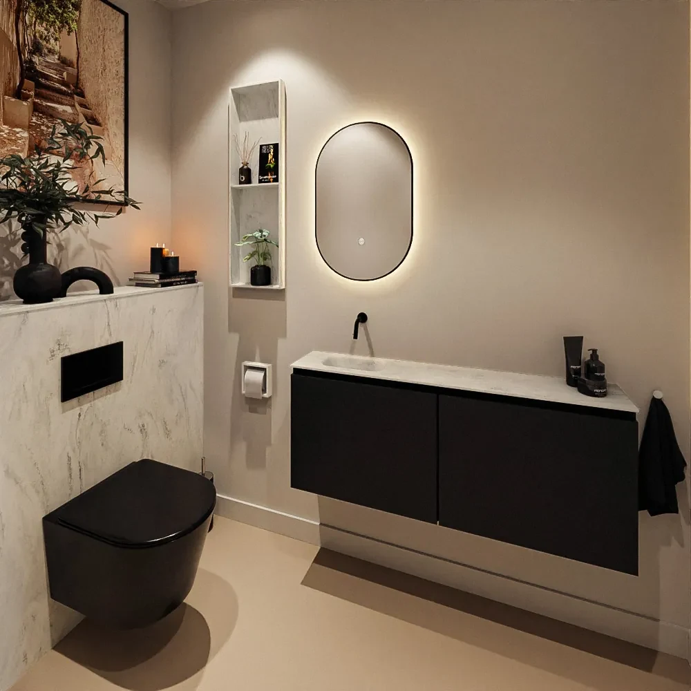 Mondiaz Ture DLux toiletmeubel 120cm urban met wastafel opalo links zonder kraangat