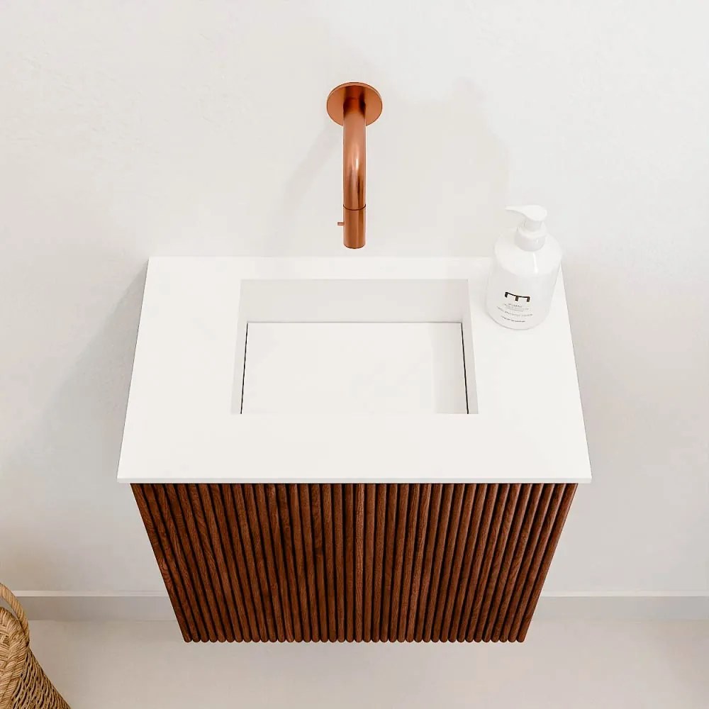 Mondiaz Joya 40cm toiletmeubel ruby met wastafel faye midden zonder kraangat talc