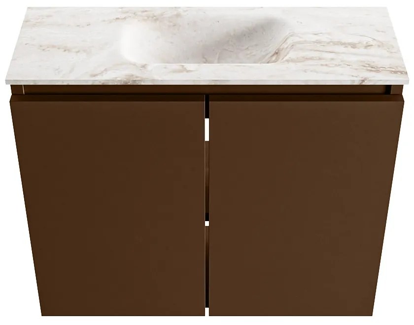 Mondiaz Ture DLux toiletmeubel 60cm rust met wastafel frappe midden zonder kraangat