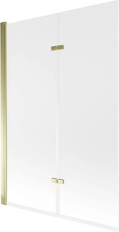 Mexen Castor tweedelige badwand 120 x 150 cm, ijskleurig, goud - 892-120-002-50-30
