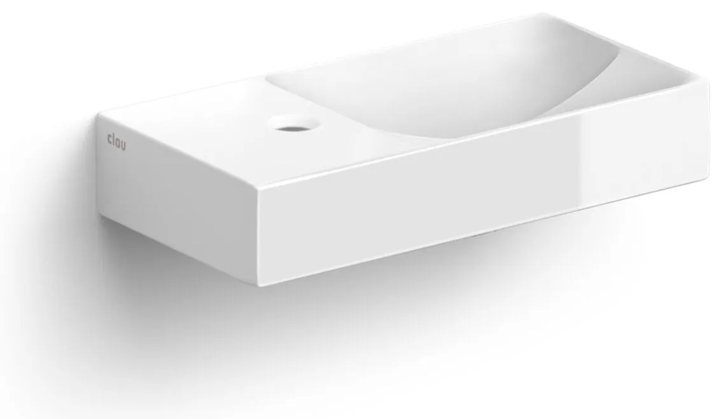 Clou Vale keramische fontein 38cm met kraangat links wit glans