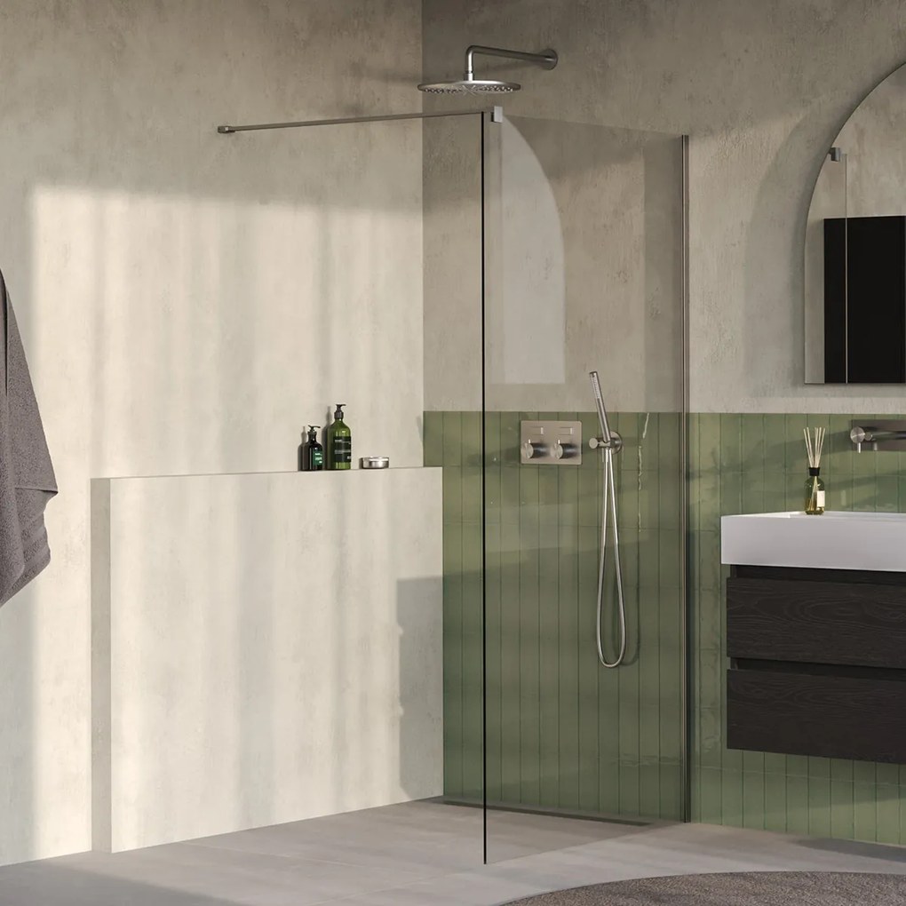 Brauer Oblivion inloopdouche helder glas 100cm RVS geborsteld PVD