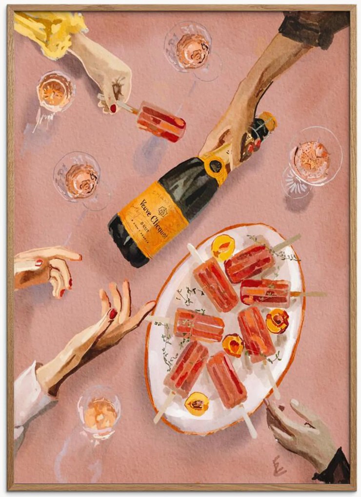 Ingelijste digitale print Champagne & Ice Cream van Ekaterina Zagorska