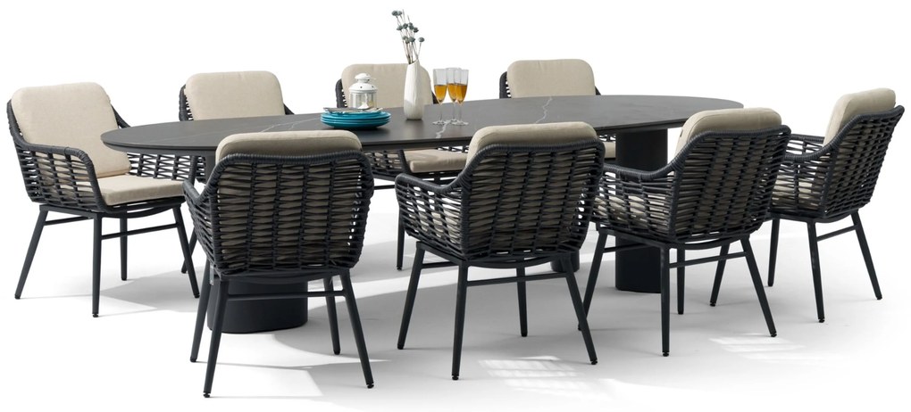 Tuinset 8 personen 300 cm Aluminium/rope Grijs Coco Antoni/Weave
