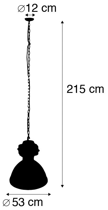 Smart industriële hanglamp zwart 53 cm incl. A60 Wifi - Sicko