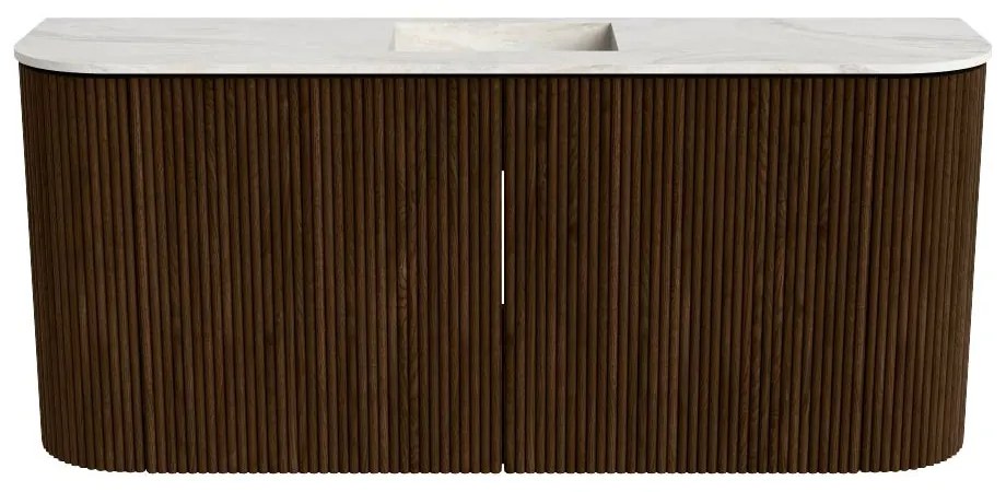Mondiaz Joya DLux 95cm toiletmeubel ronding links/rechts walnut met wastafel faye midden zonder kraangat ostra