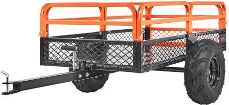 VEVOR Heavy-Duty zitmaaier kiepwagen met 680 kg laadvermogen, trekhaak met kantelbare laadbak, aanhanger met opvouwbare zijwanden, oranje ATV UTV kiepwagen