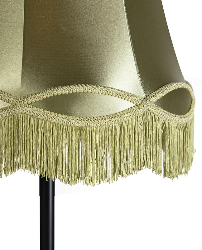 Retro vloerlamp zwart met Granny kap groen 45 cm - Simplo Landelijk / Rustiek E27 cilinder / rond rond Binnenverlichting Lamp